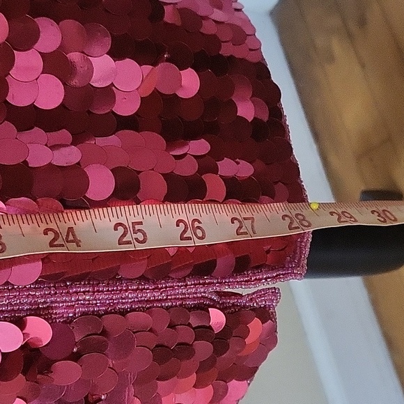 NWT Chaudry HOT PINK Silk & Sequin Dress Size Large - Picture 8 of 12